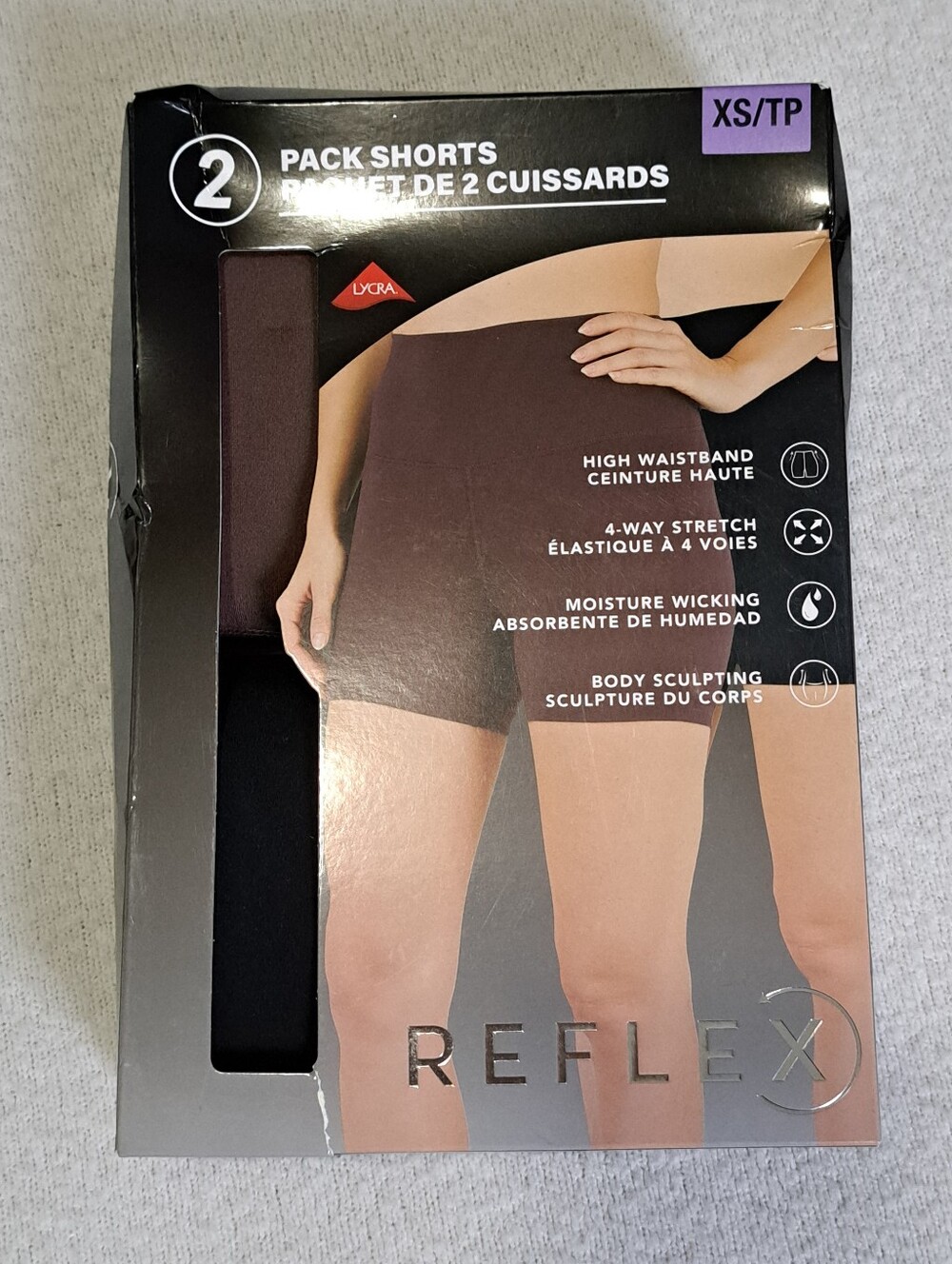 Reflex Active Shorts 2 Pack Black Brown Size XS High Waisted Stretch Shorts